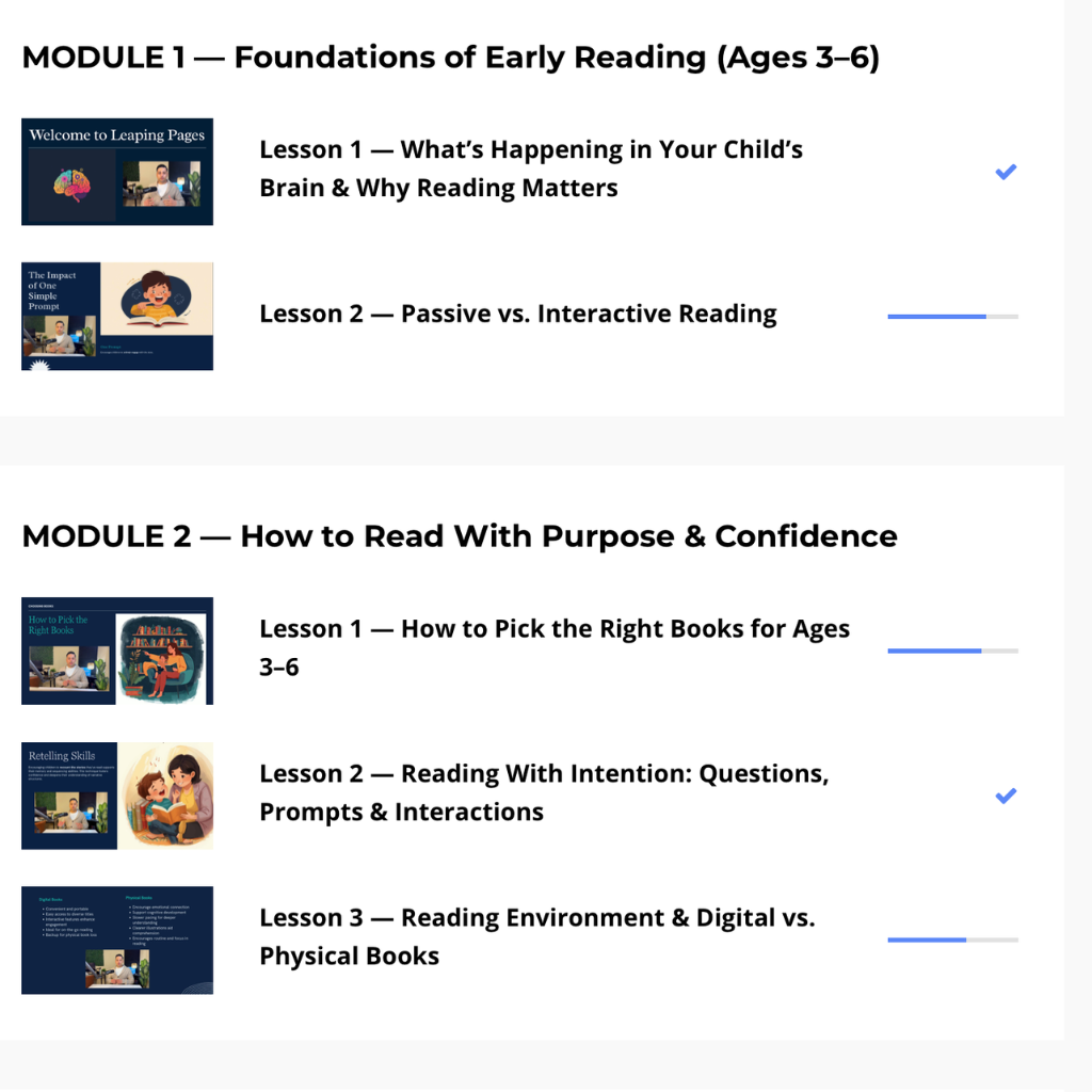 Online Parent Reading & Development Program (Ages 3-6)